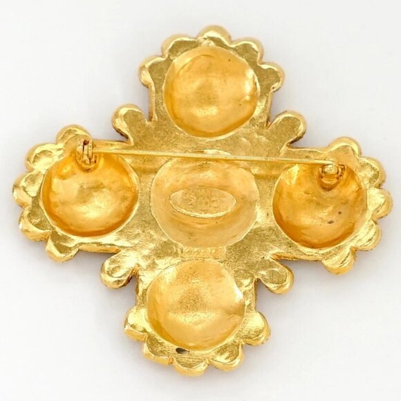 CHANEL CC Logo Cross Vintage Brooch Gold Tone 23 Pin Auth #3106 - Picture 3 of 4
